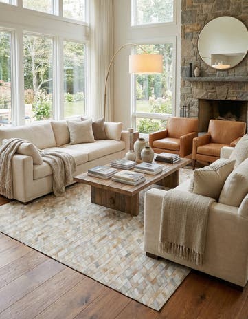 8' x 9' 9 Cowhide Leather Rug