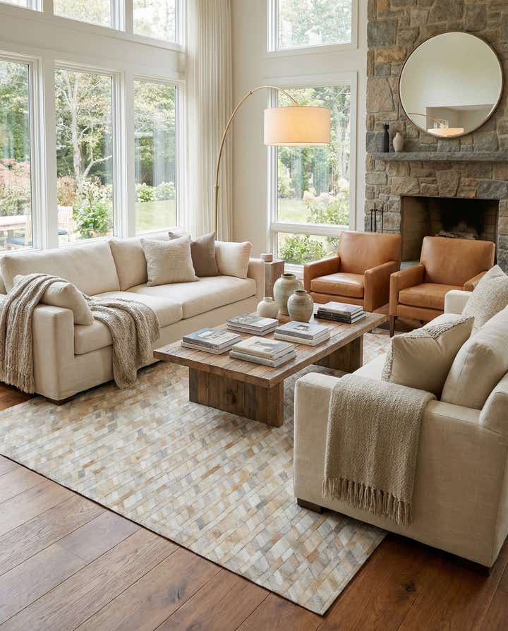 8' x 9' 9 Cowhide Leather Rug