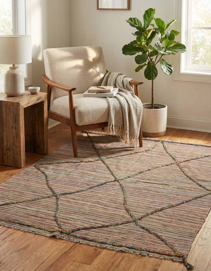 Detail image of 4' 9 x 6' 3  Hand Knotted Moroccan Wool Rug