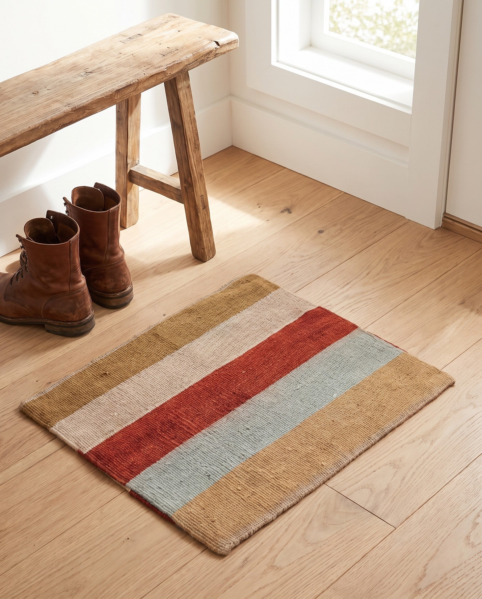 1' 5 x 1' 6 Hand Woven Pillow Wool Square Rug