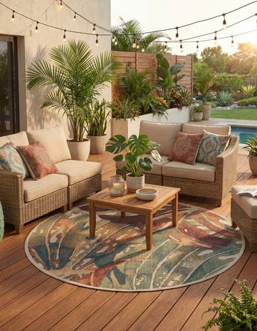 10' x 10' Easy-Clean Baja Indoor / Outdoor Round Rug