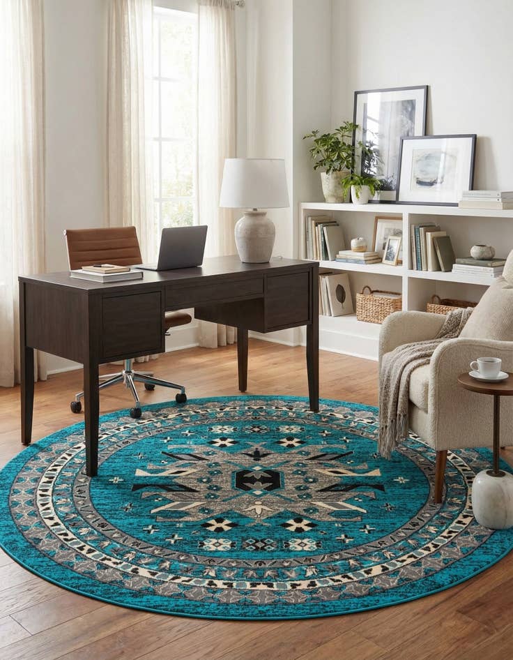 Detail image of  7' 10 x 7' 10 Heris Round Rug