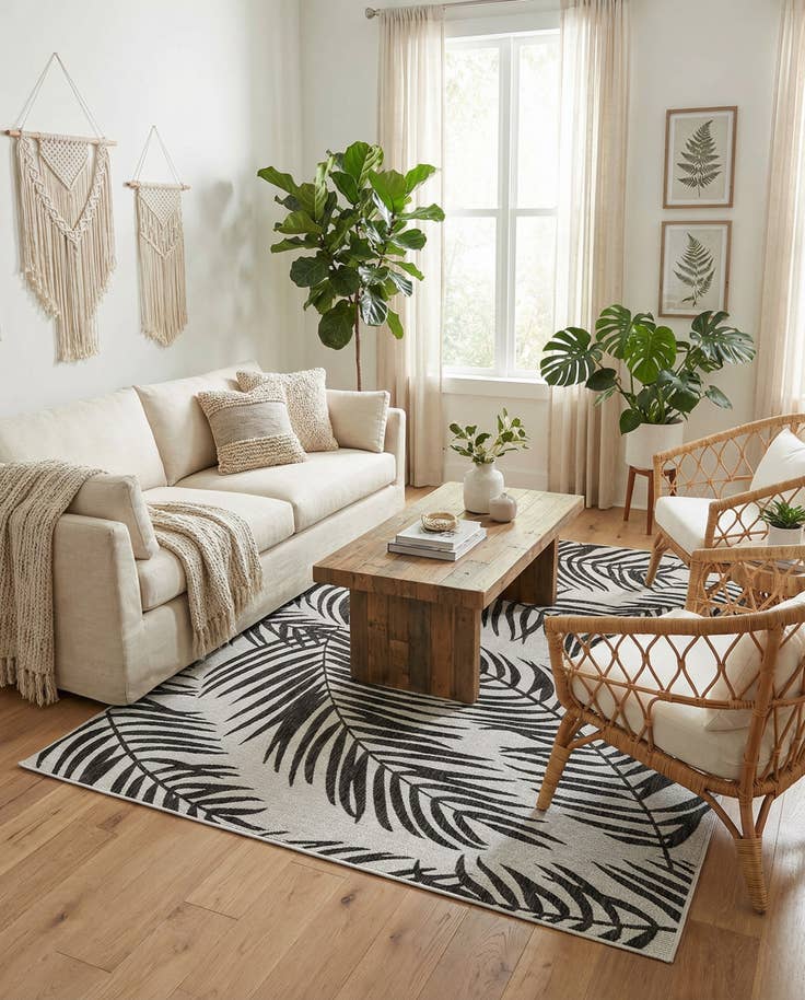 Detail image of 7' 10 x 11' Easy-Clean Botanical Indoor / Outdoor Rug