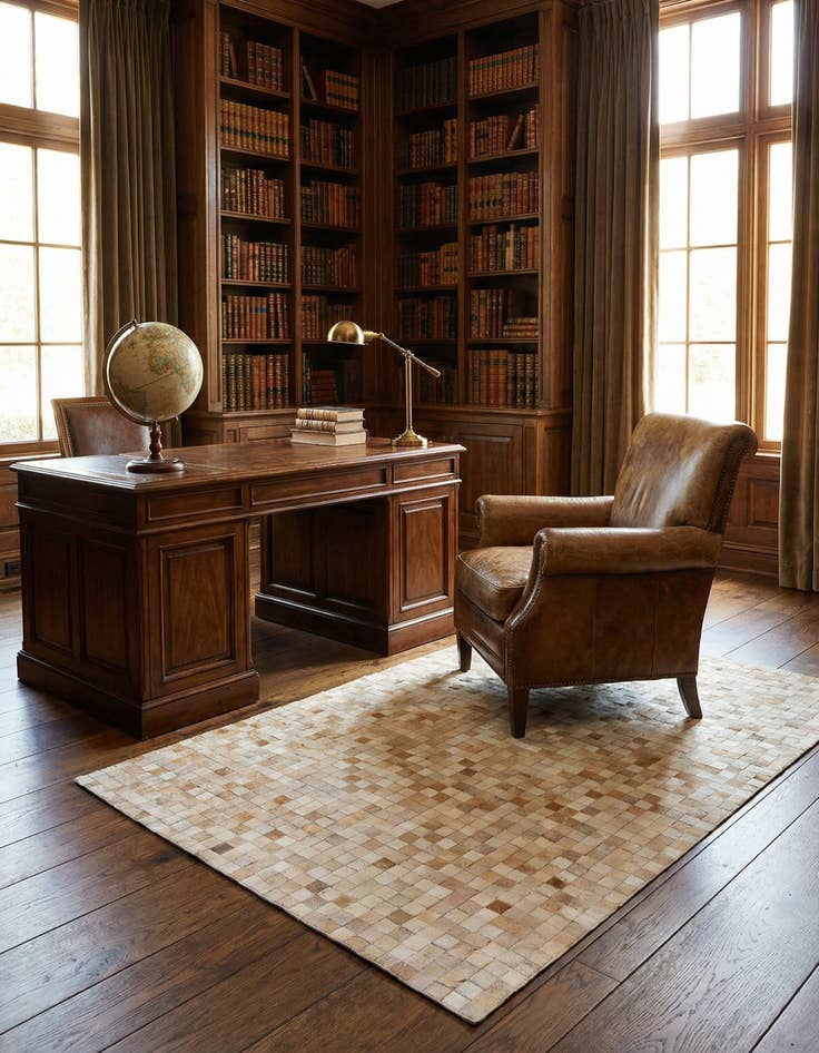 Detail image of  5' 1 x 8' 1 Cowhide - Patchwork Rug