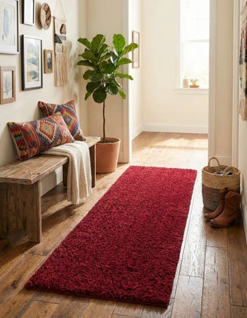 2' x 6' 9 Solid Shag Runner Rug