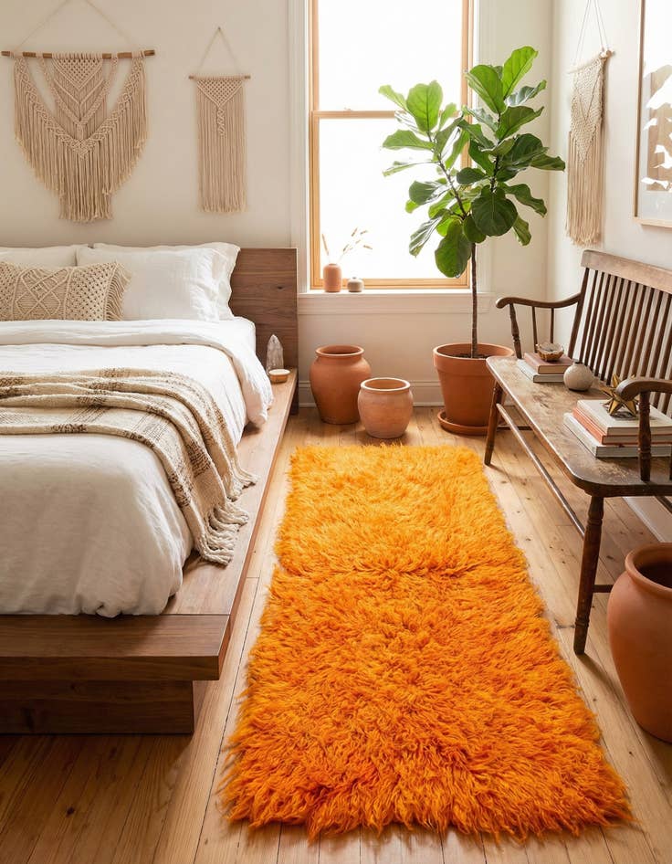 Detail image of 2' 4 x 4' 4  Hand Knotted Moroccan Wool Runner Rug