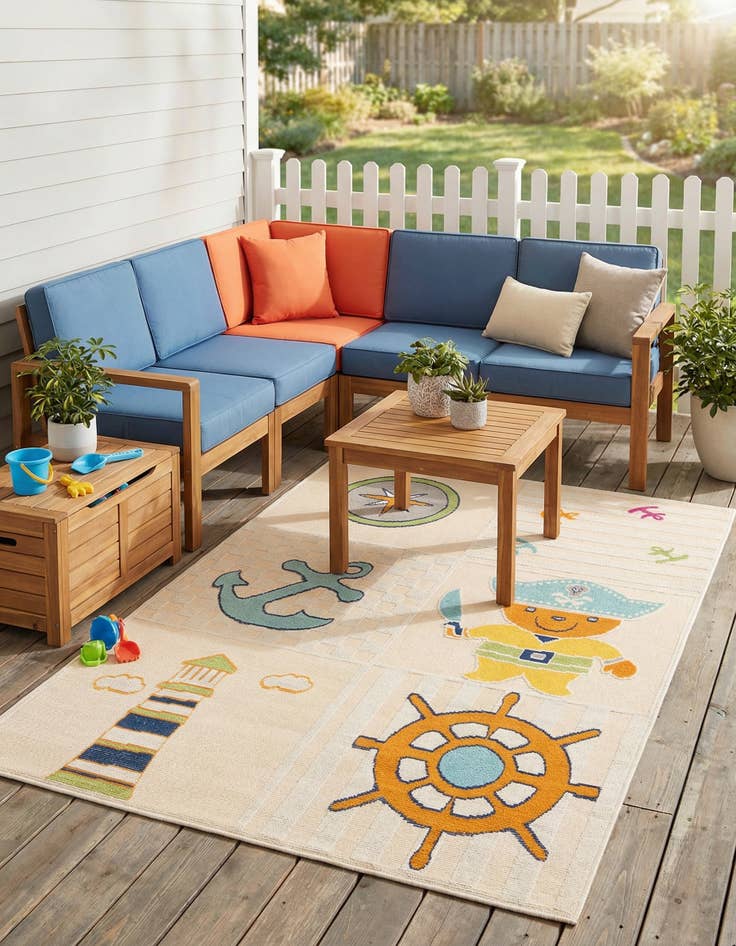 Detail image of  5' 3 x 7' 7  Washable  Indoor / Outdoor Rug