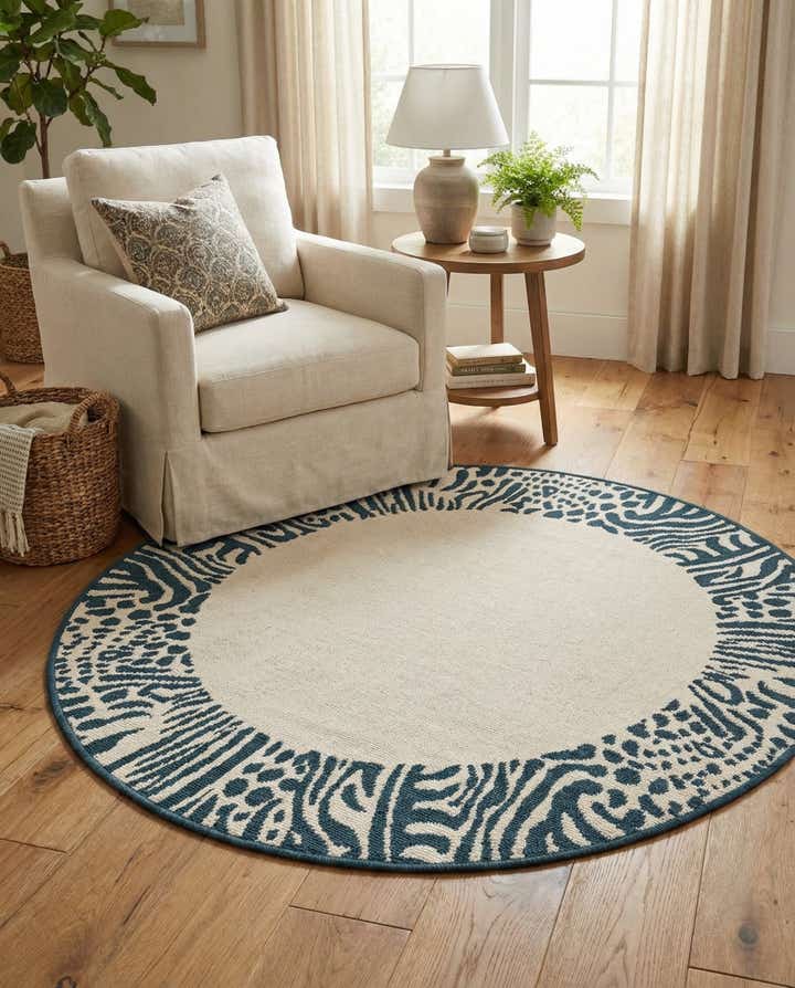 4' x 4' Easy-Clean Safari Indoor / Outdoor Round Rug