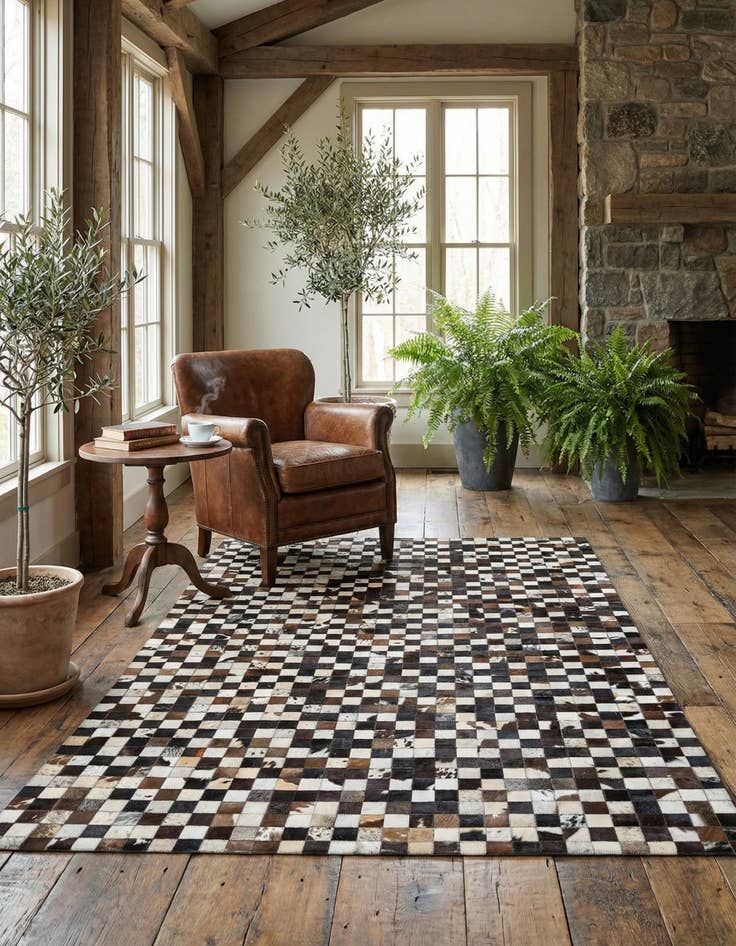 Detail image of  5' 1 x 8' Cowhide Leather Rug