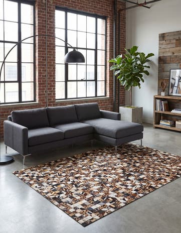 5' 1 x 8' 1 Cowhide Leather Rug