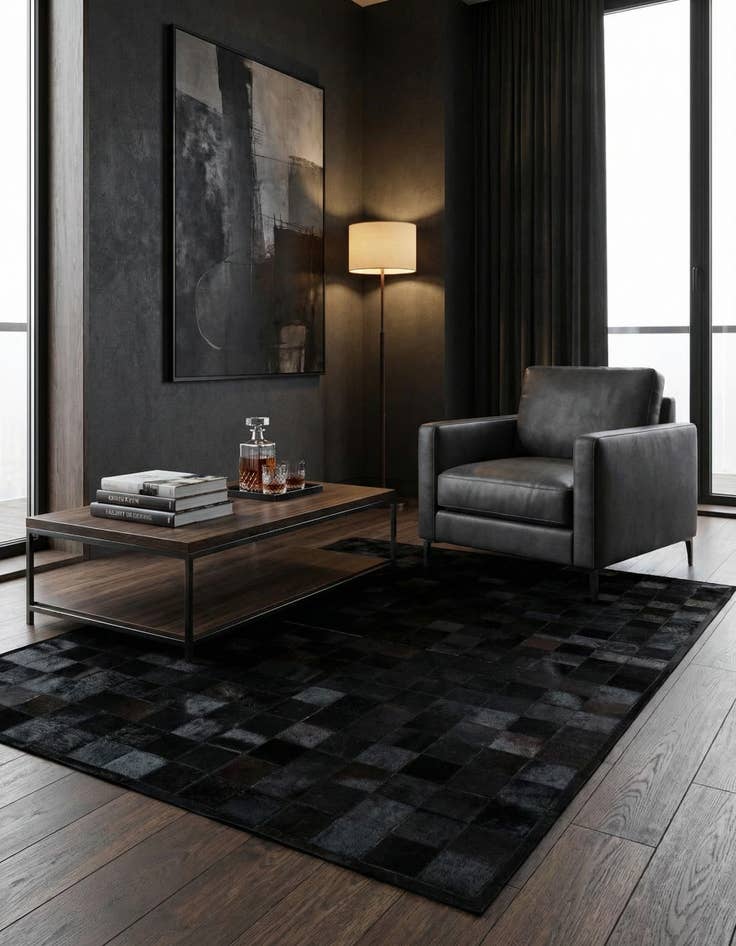 Detail image of  5' 2 x 8' 1 Cowhide - Patchwork Rug