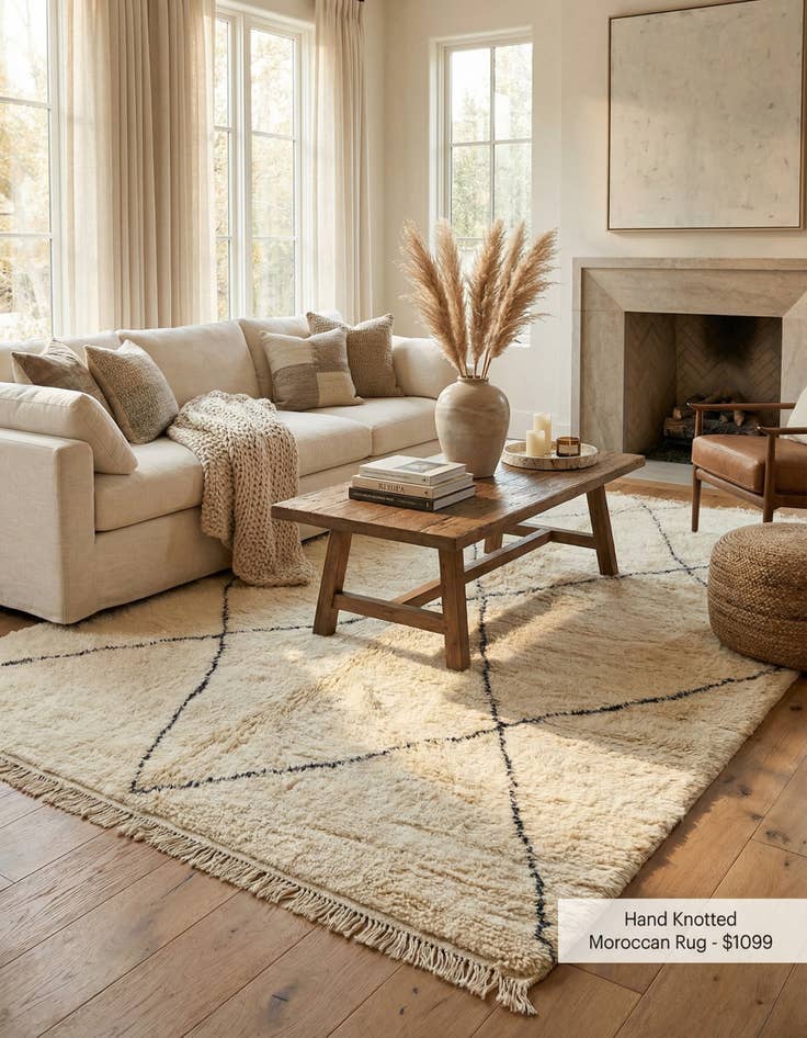 Detail image of 6' 8 x 10' 5  Hand Knotted Moroccan Wool Rug