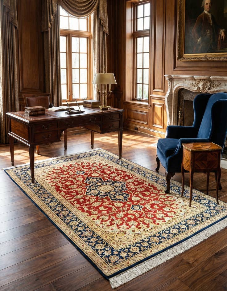 Detail image of 2' 7 x 4' 3 Ghom Silk Rug