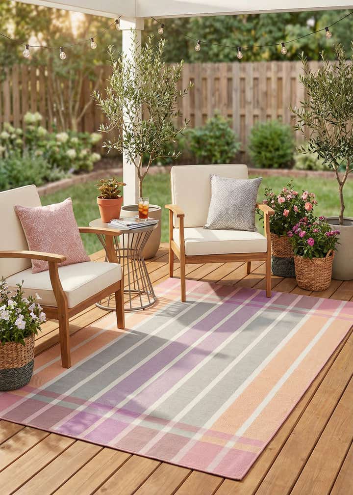 4' x 6' Easy-Clean Striped Indoor / Outdoor Rug