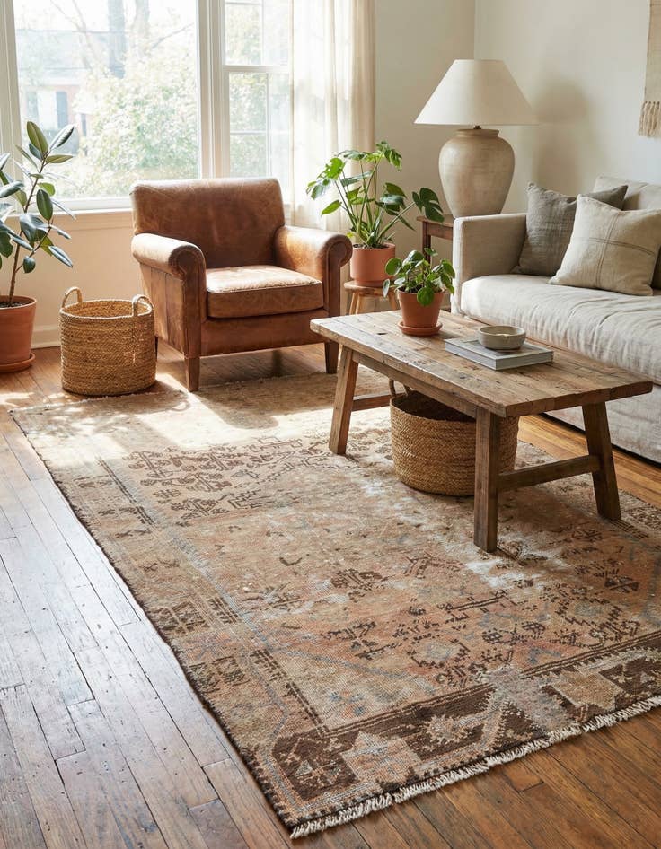 Detail image of  3' 10 x 7' 1  Hand Knotted Ultra Vintage Persian Wool Rug