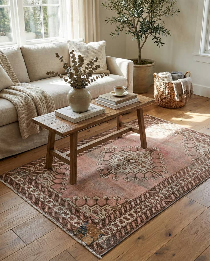 Detail image of 5' 2 x 7' 2 Hand Knotted Ultra Vintage Persian Wool Rug