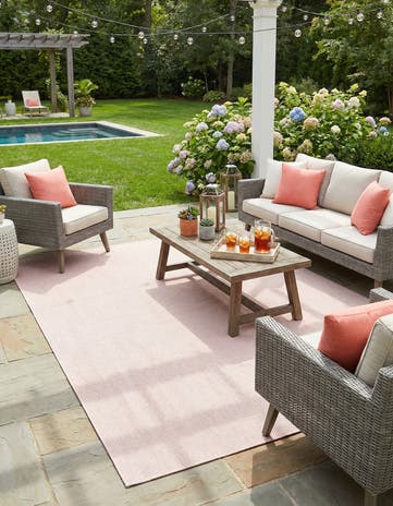 Whisper Pink Easy-Clean Solid Indoor / Outdoor Rug