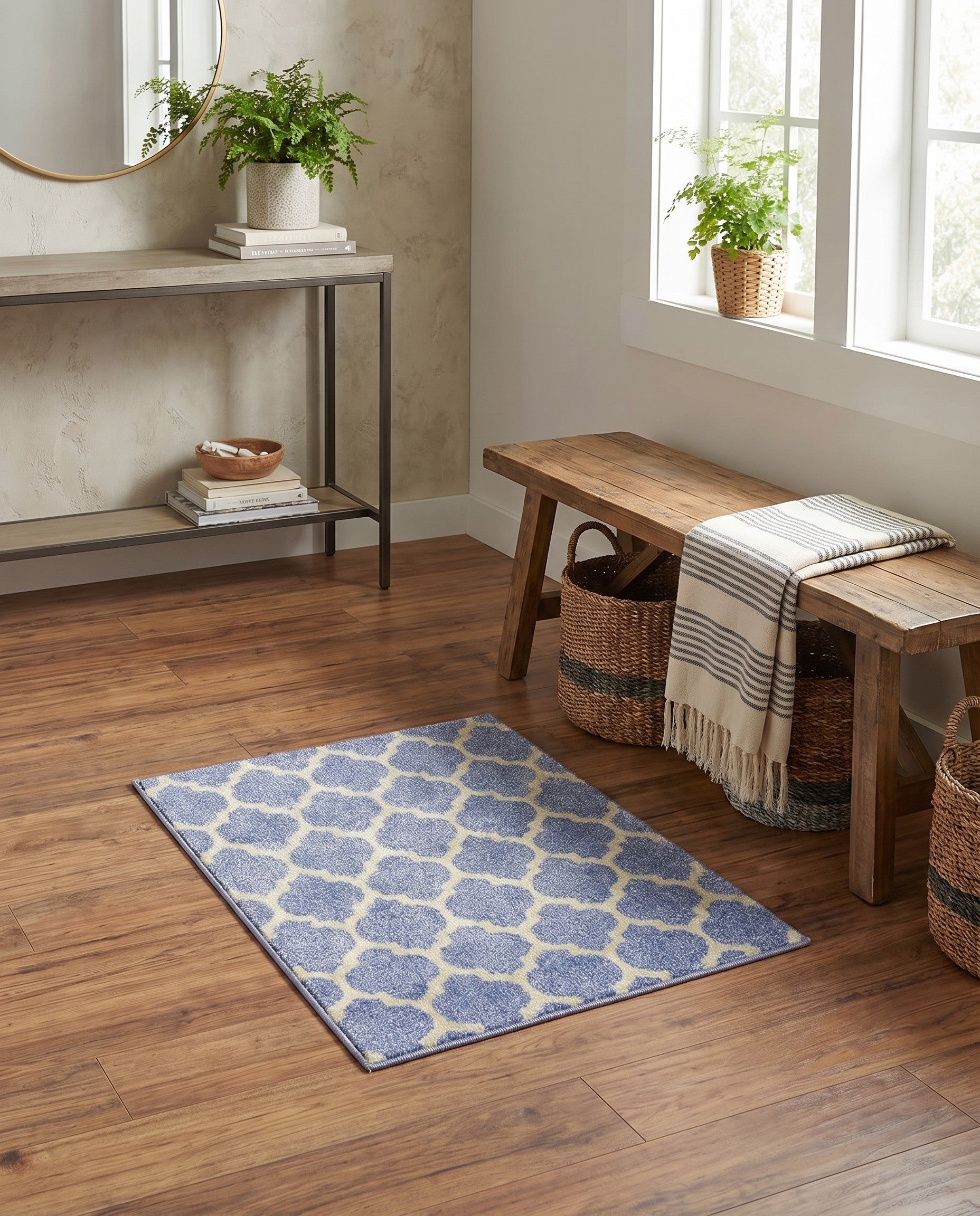 Light Blue Lattice Rug