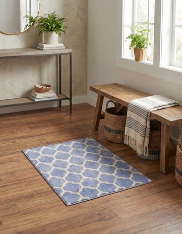 Light Blue Lattice Rug