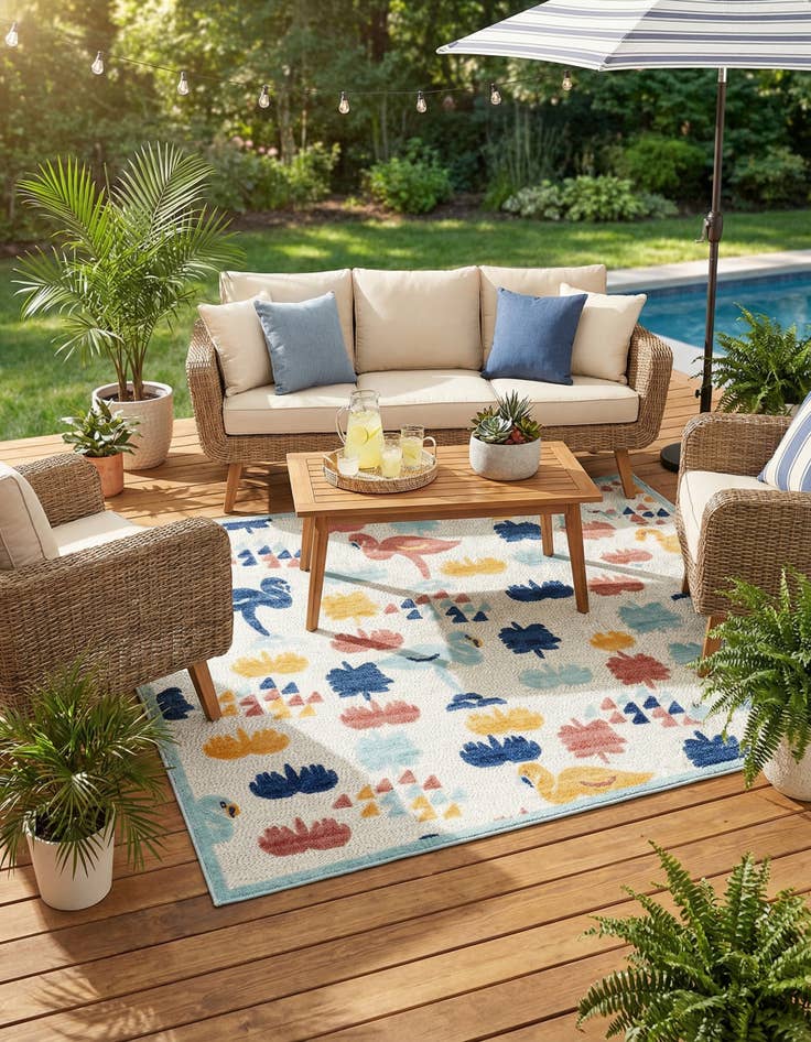 Detail image of 6' x 9'  Washable Belize Indoor / Outdoor Rug