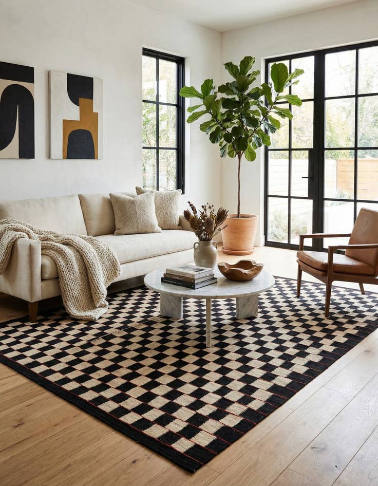 Detail image of 5' 9 x 7' 7  Hand Woven Kilim Modern Wool Rug