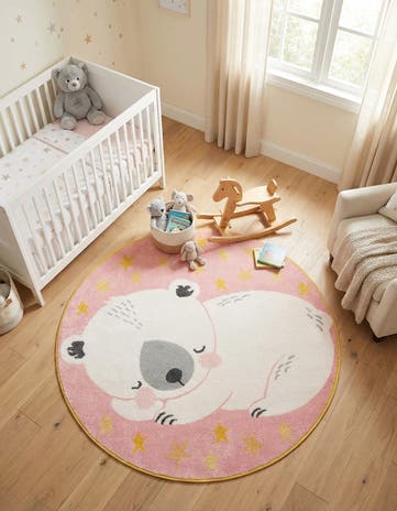 5' 3 x 5' 3 Bear Whimsy Kids Round Rug