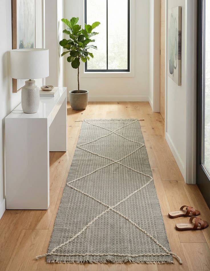 Detail image of 3' 5 x 10'  Hand Woven Kilim Modern Wool Runner Rug