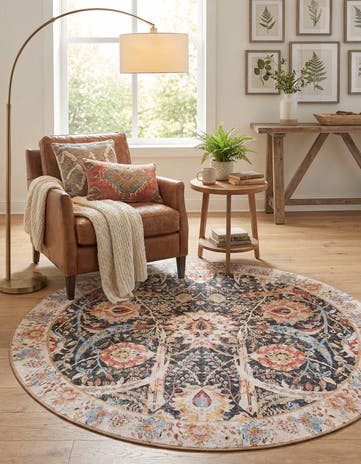 5' 1 x 5' 1 Washable Timeless Round Rug