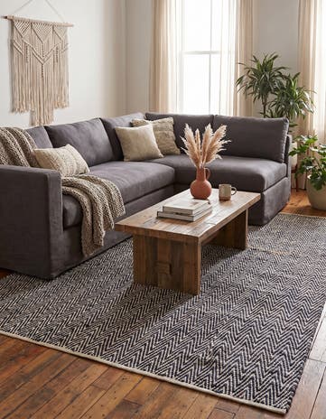 10' x 14' 1 Hand Woven Chindi Chevron Rug