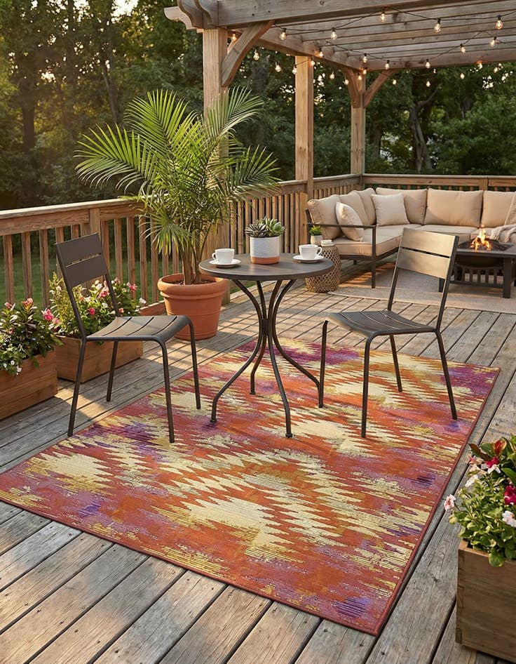 Detail image of 4' x 6'  Washable Modern Indoor / Outdoor Rug