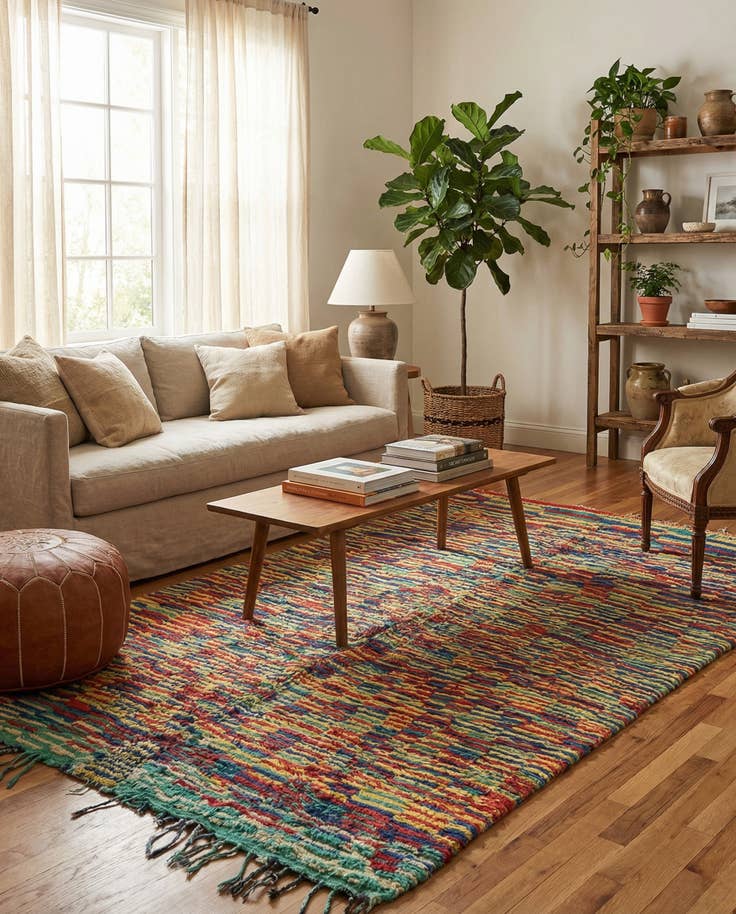 Detail image of 5' x 9' Hand Knotted Moroccan Wool Rug