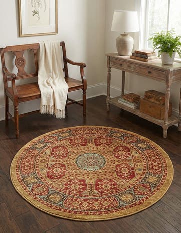 Red Amina Round Rug