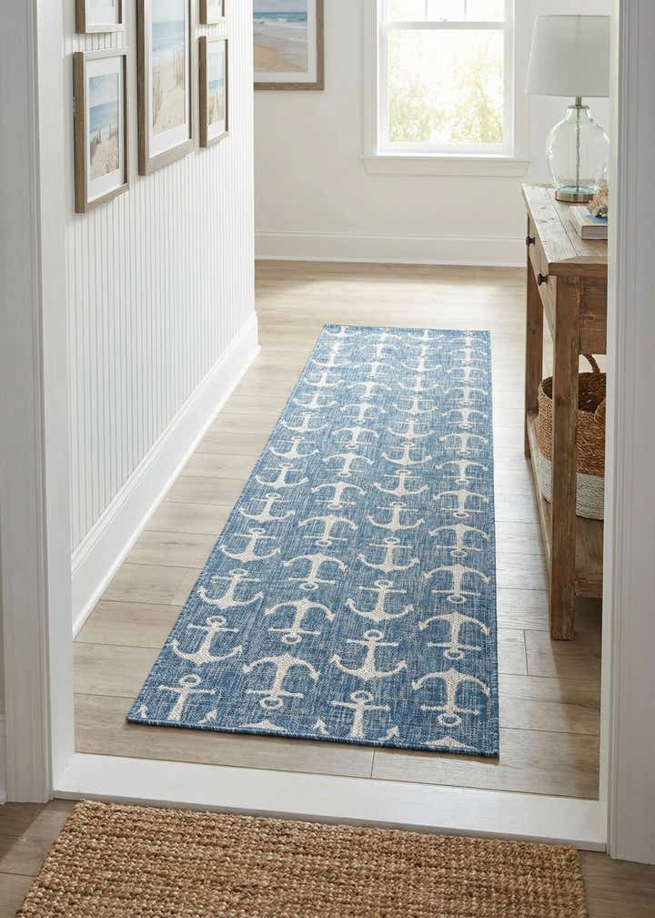 2' 7 x 12' Easy-Clean Coastal Indoor / Outdoor Runner Rug