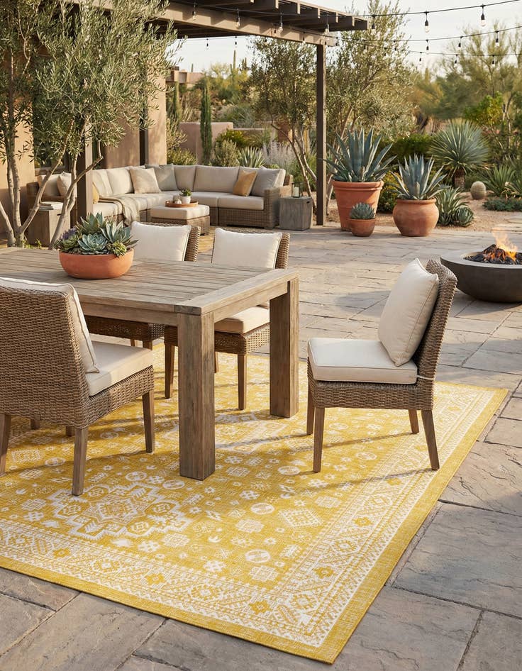 Detail image of 10' x 14'  Washable Aztec Indoor / Outdoor Rug