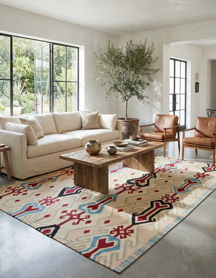 Detail image of 7' 2 x 9' 6  Hand Woven Kilim Modern Wool Rug