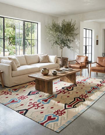 7' 2 x 9' 6 Hand Woven Kilim Modern Wool Rug