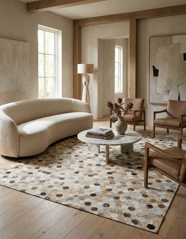 Detail image of 5' 3 x 7' 9 Cowhide Stocks Rug