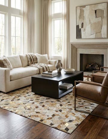 5' x 7' 10 Cowhide Leather Rug
