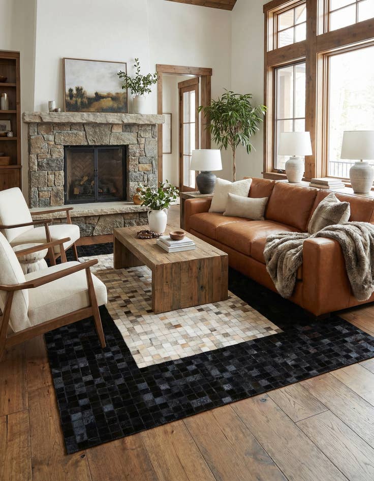 Detail image of  4' 11 x 7' 11 Cowhide - Patchwork Rug