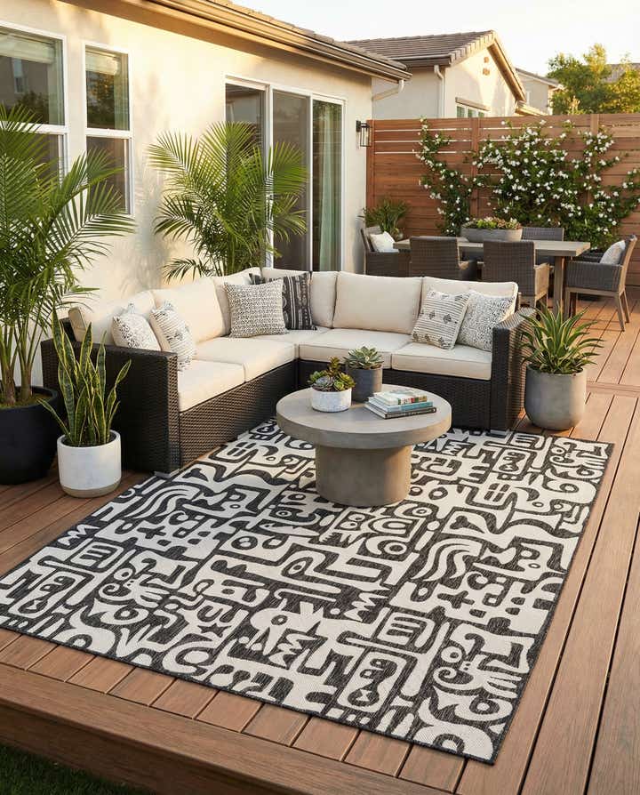 9' x 12' Easy-Clean Modern Indoor / Outdoor Rug
