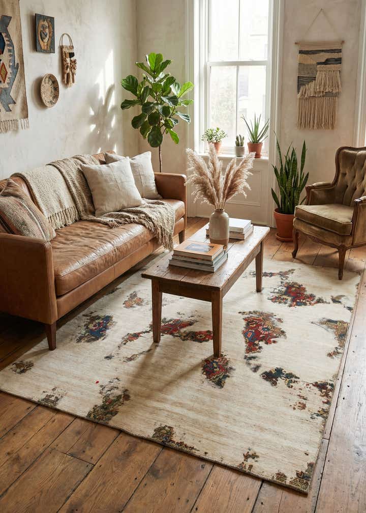 6' 5 x 7' 3 Hand Knotted Ultra Vintage Persian Wool Square Rug