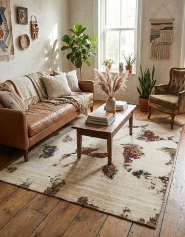 6' 5 x 7' 3 Hand Knotted Ultra Vintage Persian Wool Square Rug