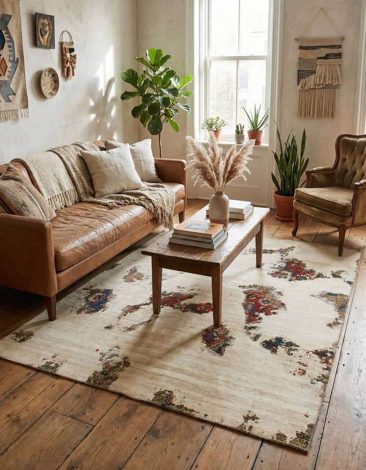 Detail image of 6' 5 x 7' 3  Hand Knotted Ultra Vintage Persian Wool Square Rug