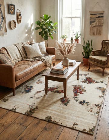 6' 5 x 7' 3 Hand Knotted Ultra Vintage Persian Wool Square Rug