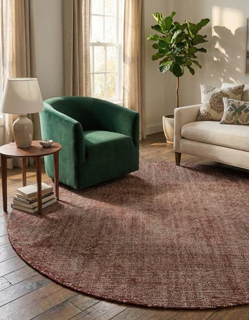 Mocha Brown Hand Woven Jill Zarin English Manor Wool Round Rug