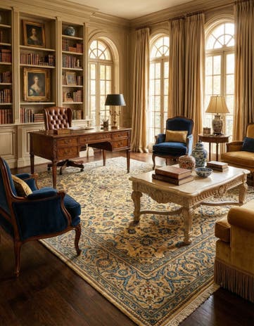 8' x 11' 10 Hand Knotted Kashan Persian Wool Rug