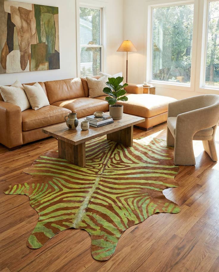 Detail image of 6' 1 x 7' 3 Cowhide Leather Freeform Rug