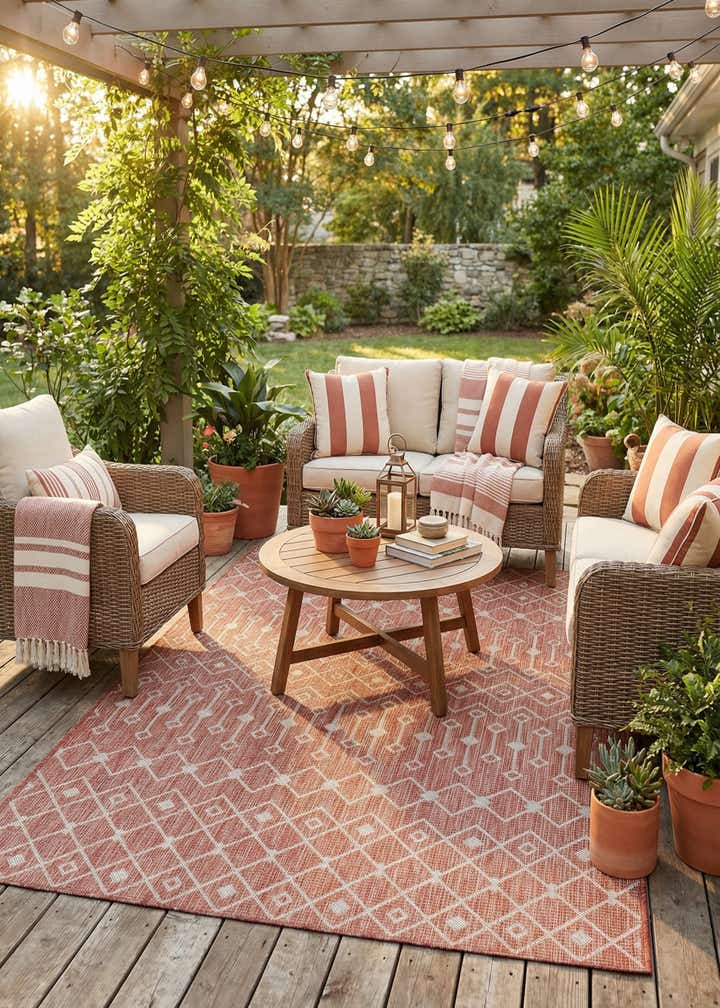 5' 3 x 8' Easy-Clean Trellis Indoor / Outdoor Rug