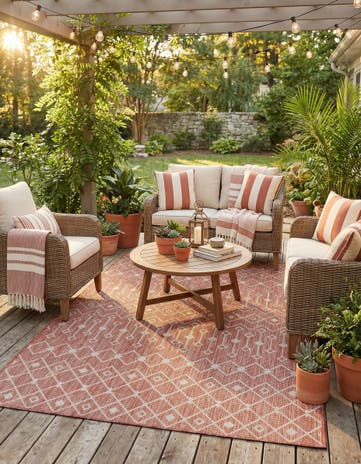 5' 3 x 8' Easy-Clean Lattice Indoor / Outdoor Rug