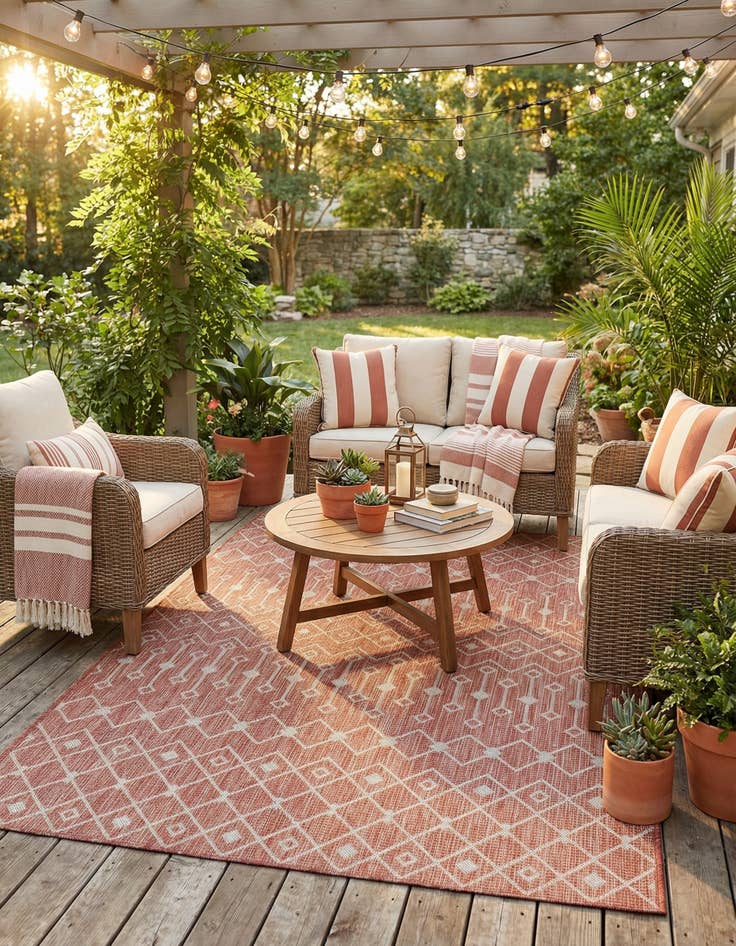 Detail image of  5' 3 x 8'  Washable Lattice Indoor / Outdoor Rug